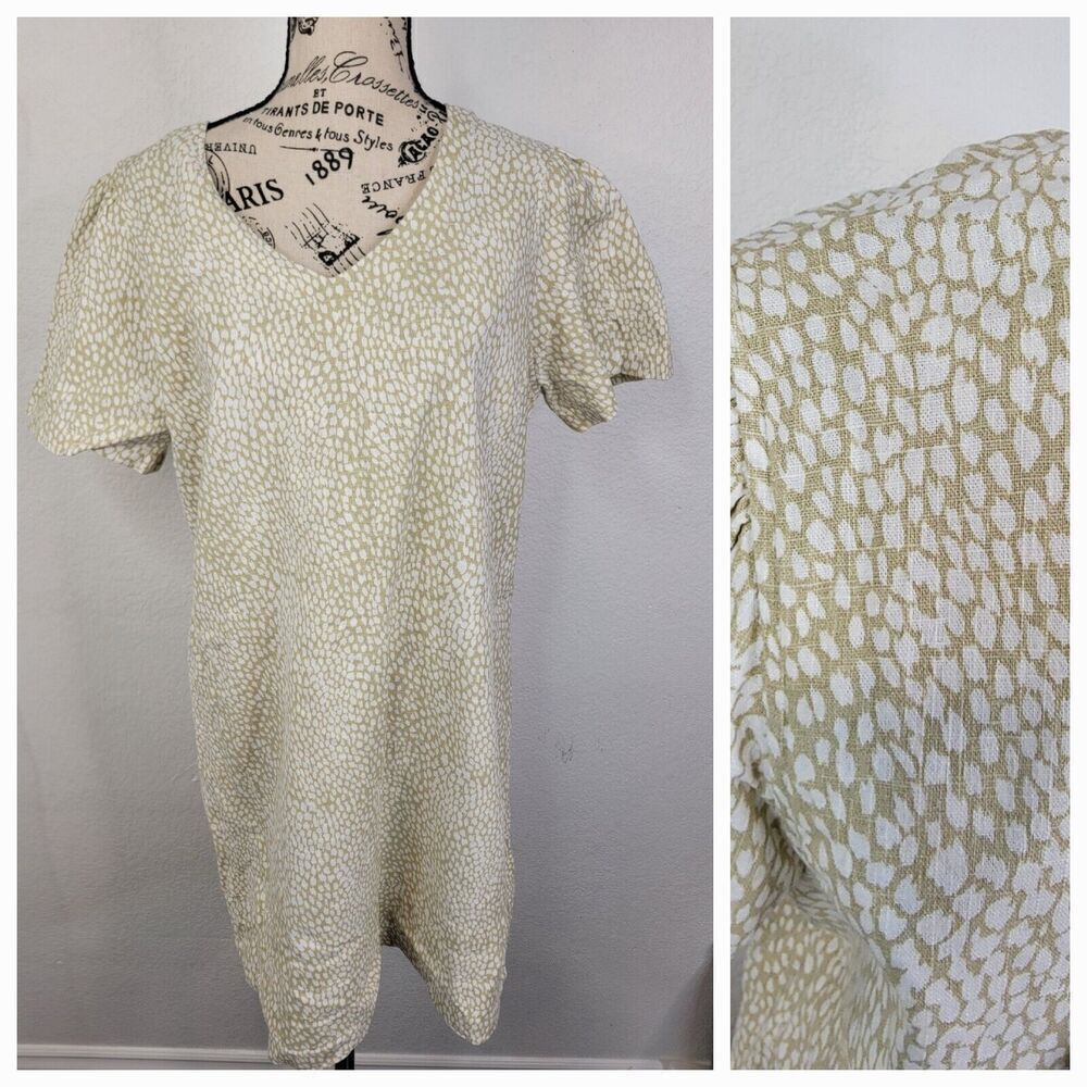 Nicole Miller Original Dress Womens Small Linen Puff Short Sleeve Beachy Cottage